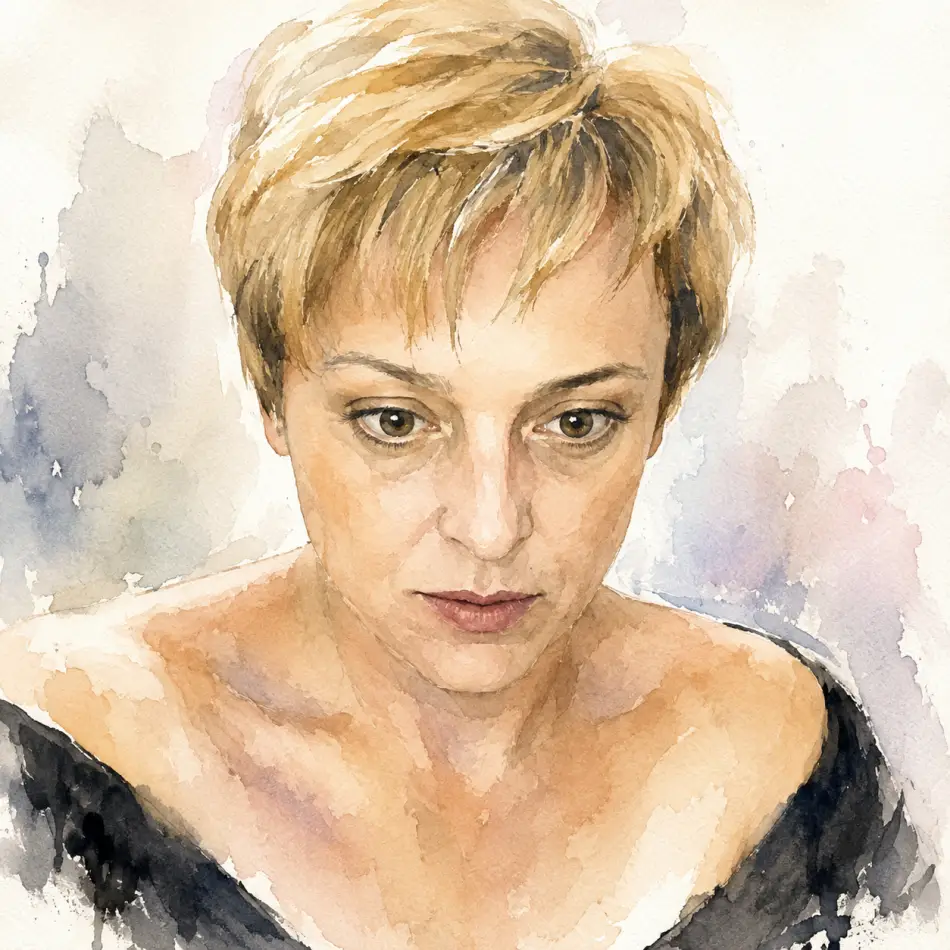 Retrato en acuarela de Nieves.
